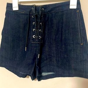 Rag & Bone Dark Denim Lace Up Shorts